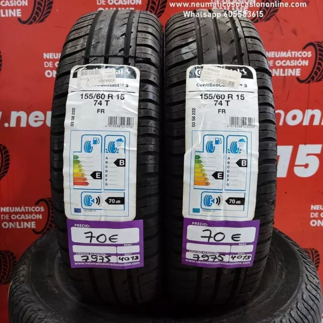 2x 155 60 R15 74T Continental Conti Eco Contact 3TM Dot 18/18 Ohne Verwendung