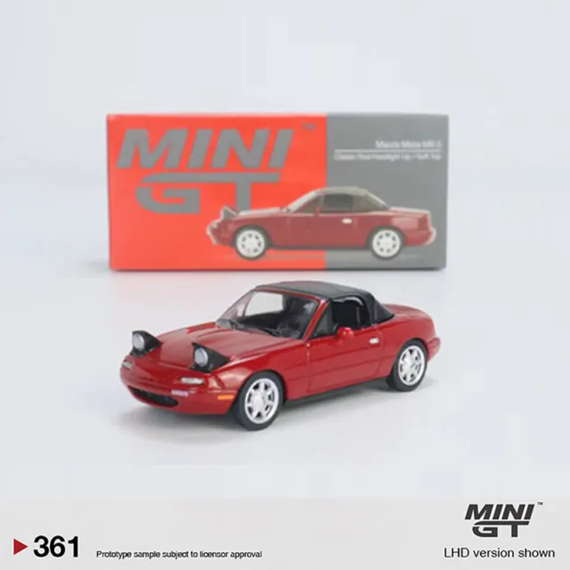 MINI GT 1:64 Mazda Miata MX-5 Alloy Die-cast Vehicle Headlight Up -Red RHD