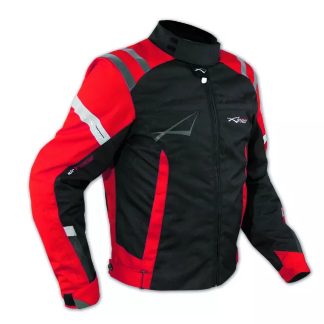 Giacca Sport Touring Tessuto Moto Cordura CE Protezioni Sfoderabile Rosso
