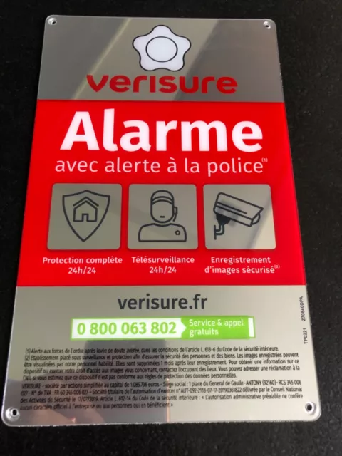 Plaque alarme  VERISURE MODÈLE 2024.  24 cm X 15 cm NEUVE.