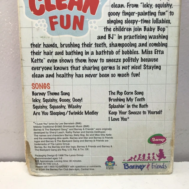 BARNEY FRIENDS Good Clean Fun VHS Video Tape BUY 2 GET 1 FREE PBS Barney friends good clean fun vhs video tape buy 2 get 1 free pbs
