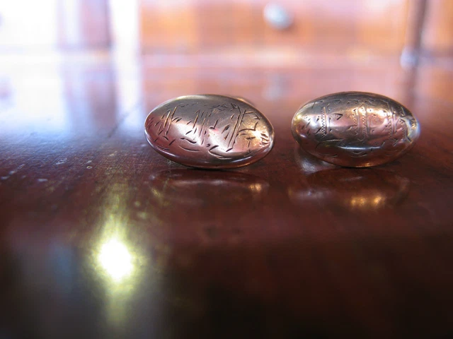 Antique Tardif 19th Early 20th Century Golden Tone Cuff Links Engraved Efr