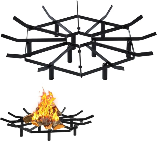 24in Fire Pit Grate, Heavy-Duty Steel Firewood Burning Rack Holder for Fire Pit