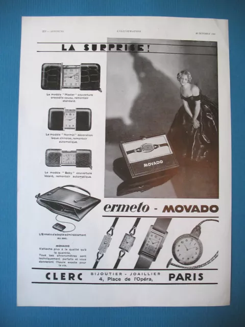 Ermeto Movado La Surprise Press Advertisement Watchmaking Ad 1930