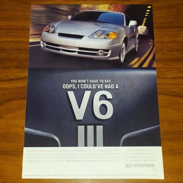 Hyundai Tiburon Gt V6 Print Ad Magazine Advertisement Could've Had A V6