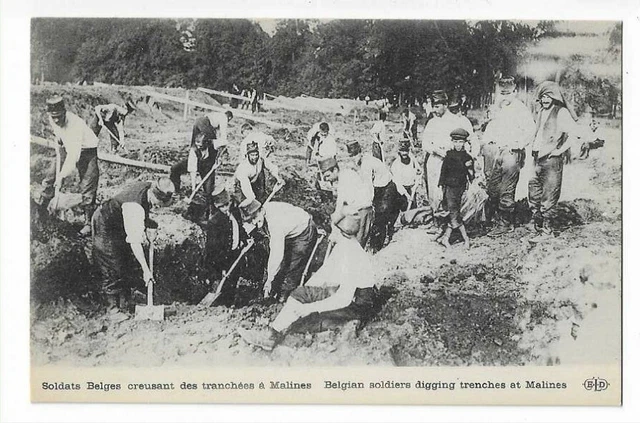 Militaire Guerre 1914 Soldats Belges Creusant Les Tranchees A Malines