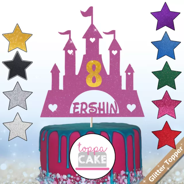 Personalised Cake Topper Girls Birthday Toppers Party Decoration Princess Castle