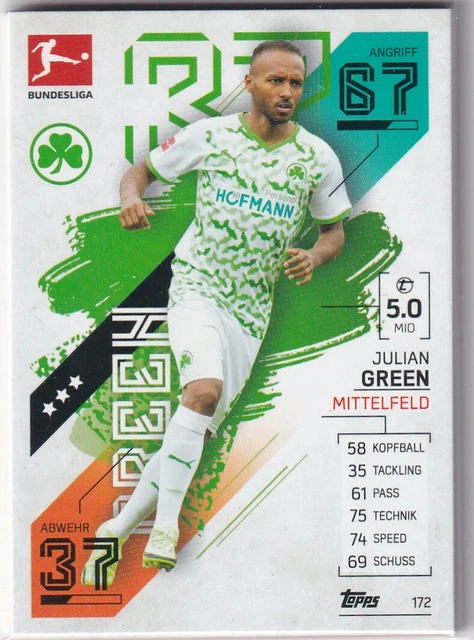 MATCH ATTAX 21/22 Bundesliga 2021/2022 Carte Numéro 172 Julian Vert EUR - Foto 8