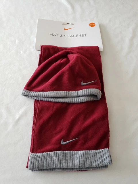 Nike BURGUNDY RED YOUTH Fleece HAT & Scarf Youth Size 8-20 NWT WINTER
