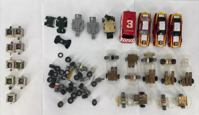 HUGE LOT Vintage Tyco  Assorted HO Slot Car Parts Chassis Motor Axel Tires Body