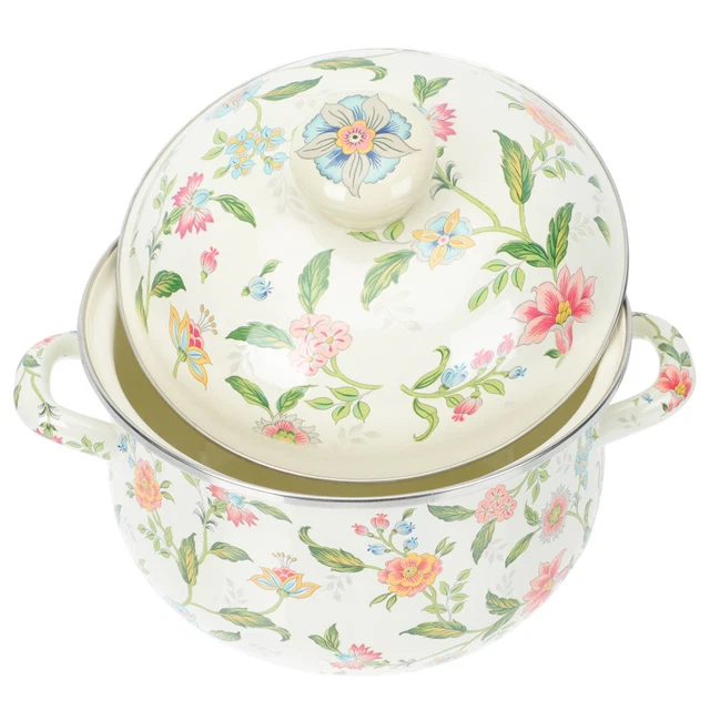 1 pezzo doppio orecchio pentola smaltata pratica pentola zuppa pentola utensile da cucina
