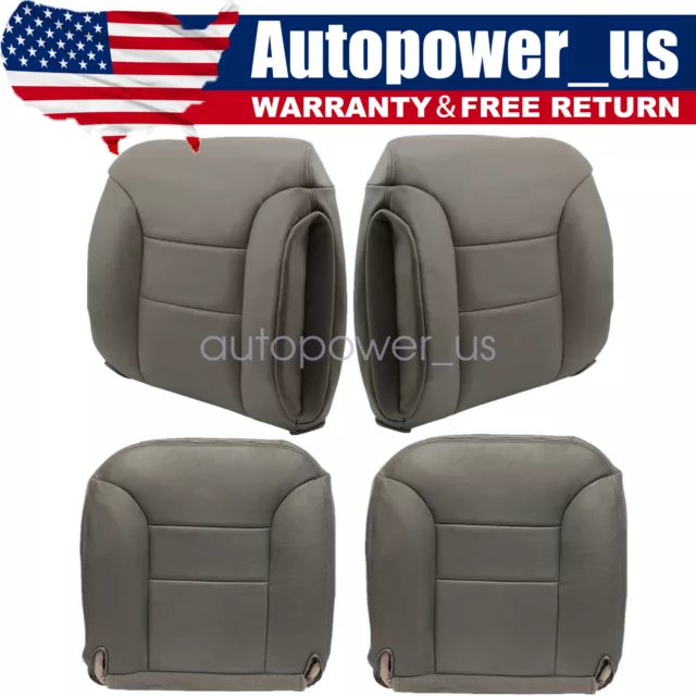 For 1995-1999 Chevy Tahoe Front Bottom-Top Replacement Leather Seat Cover Gray