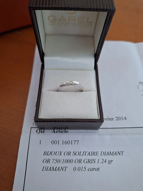 Bague Solitaire Diamant 0,14 Carats - Or Blanc 18 Carats - Taille 54 - Neuf Avec étiquettes
