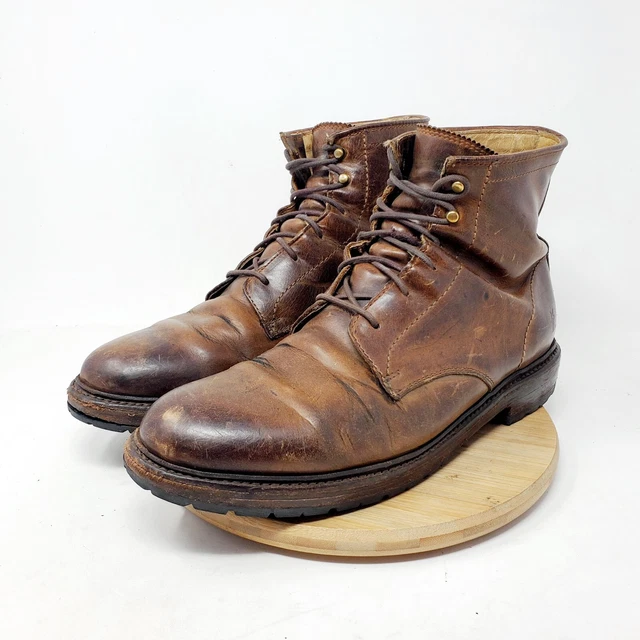 FRYE BOOTS MENS 9 D James Brown Leather Combat Ankle Lace Up Shoes