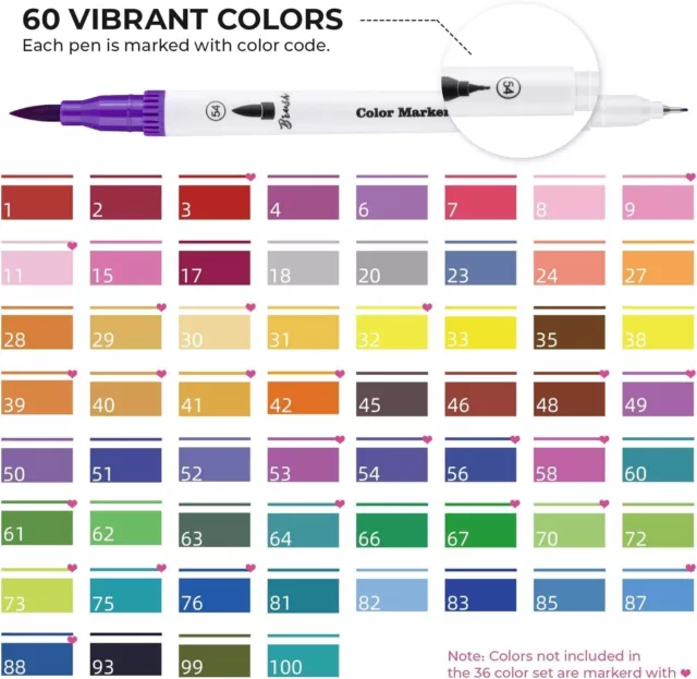 60 Colores Marcadores De Doble Punta Para Arte Marcadores Permanentes A Base NUEVO 2