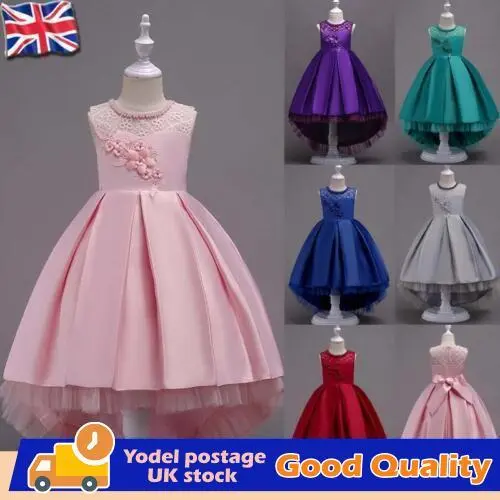 Flower Girls Bridesmaid Dress Baby Kids Wedding Party Bow Lace Princess Dresses