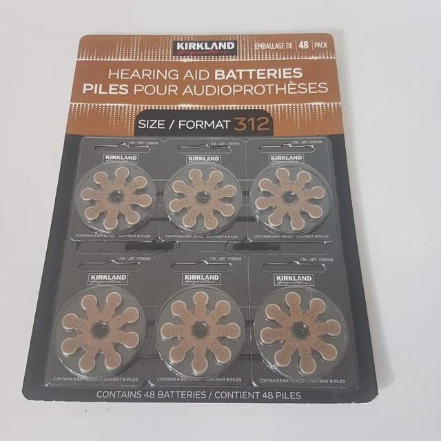 KIRKLAND SIGNATURE HEARING Aid Batteries 312 Zinc Air Long Lasting 48ct