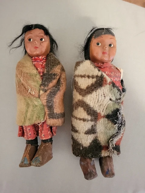 2 Native American Indian  Skookum Dolls.