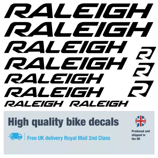 Raleigh bike labels / decals with free bike protection (26 pack) - 20 colours