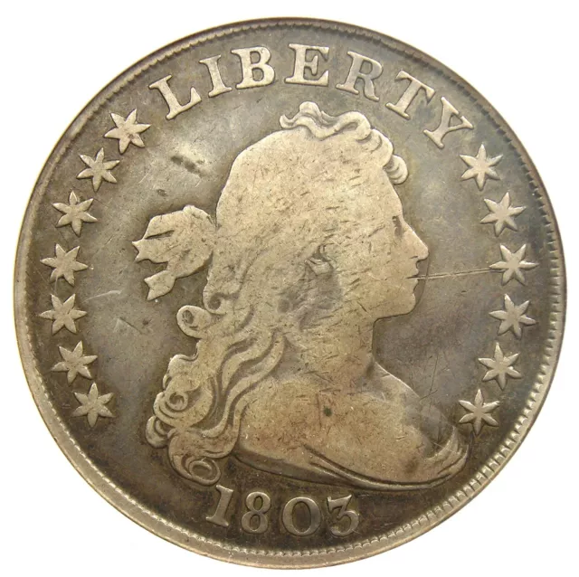 1803 Draped Bust Silver Dollar $1 Coin - Certified ANACS Fine Detail - Rare Date