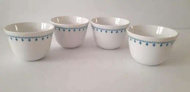 Corelle Livingware Blue Snowflake Garland Tea Coffee Cups Set of 4 Pre-owned
