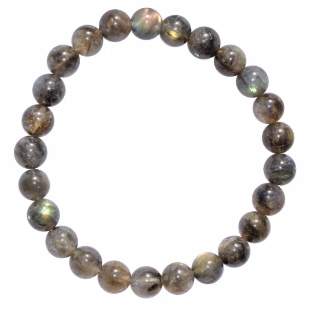 CHARGED Premium Labradorite Crystal 8mm Bead Bracelet + Selenite Heart