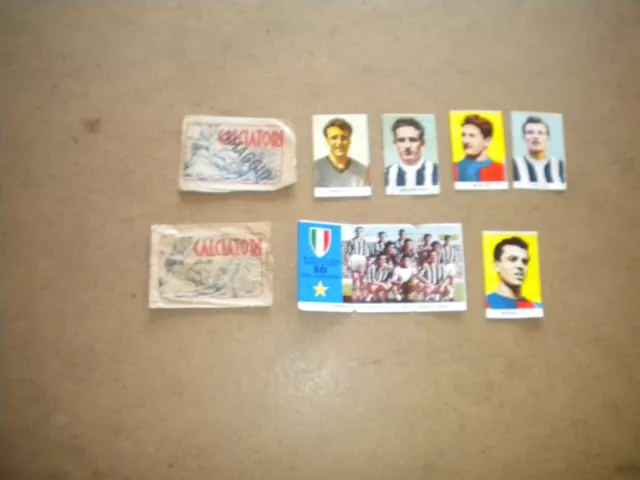 2 bustine con figurine calciatori 1958-59 ed.lampo lire 10 e omaggio