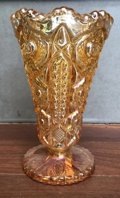 Marigold Carnival Glass Vase X Imperial
