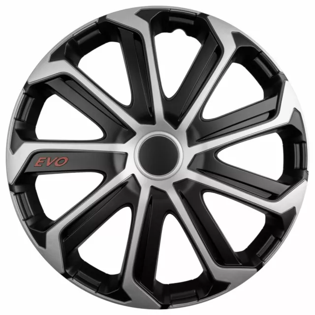Copricerchi 14" Coprimozzo Evo Coperture in Plastica Set di 4 Argento Nero specifici GT