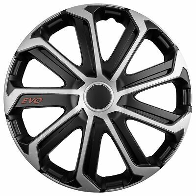 Wheel Trims 14" Hub Caps Evo Plastic Covers Set of 4 Silver Black specific GT