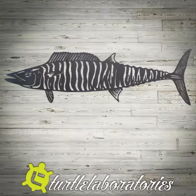 Wahoo Fish Silhouette Metal Wall Art Hanging Home Decor Fishing Saltwater