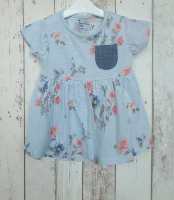 ** Pretty Baby Girl Floral Patterned Light Blue Dress - Next (3 - 6 months) **