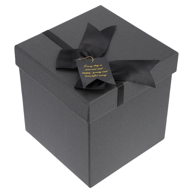 LIKAJON Confezione da 1 scatola nera e oro per feste, 22,1 cm, scatola regalo nera per compleanno, matrimonio, baby shower, pensionamento, anniversario, addio al nubilato, laurea, biglietti della