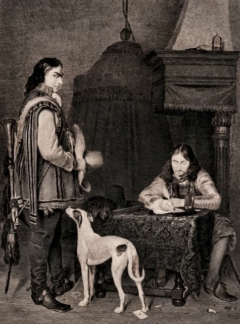 A 19th Century Engraving The Trumpeter Turberg Pinxit. Burnet Sculpsit.