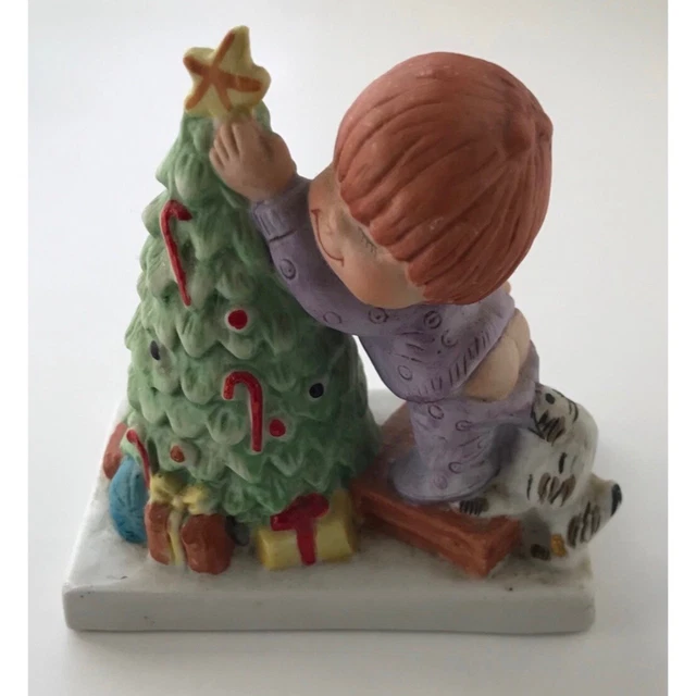 Russ Berrie Little Boy By The Tree Ceramic Figurine #2462