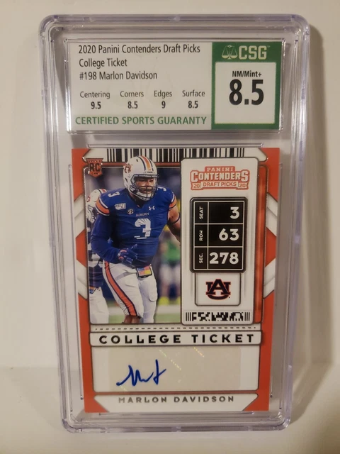 2020 Panini Contenders Draft Picks College Ticket Marlon Davidson RC Auto CSG