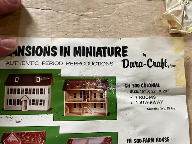 Dura Craft Colonial Dollhouse Wood Kit Mansion in Miniature CH300