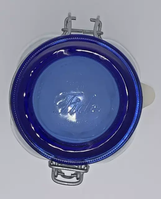 1 L - Cobalt Blue Lid Bormioli Rocco Fido Glass Jar Canister - Made in Italy