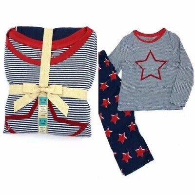 Ex M&S Girls Navy Blue Red Star Stripe Pyjamas Age 7 8 9 10 11 12 Years NEW Pack