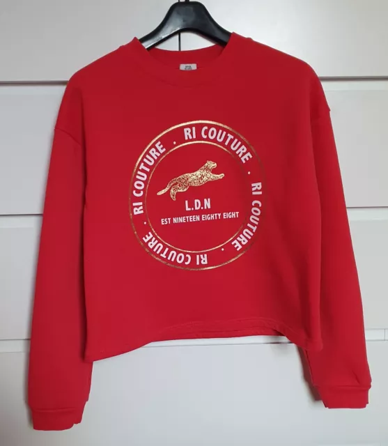RIVER ISLAND___red sweatshirt jumper girl age 11-12 yrs VGC