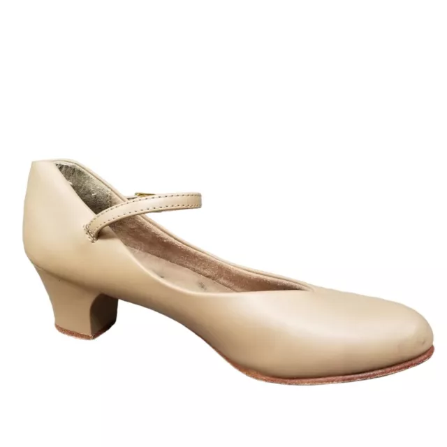 Capezio Jr. Footlight Character Shoe Womens 550 Beige Nude Tap Heels Size 5.5 M