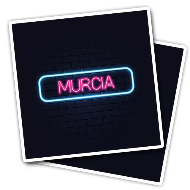 2x Vinyl Stickers Neon Sign Design Murcia City Spain #350057
