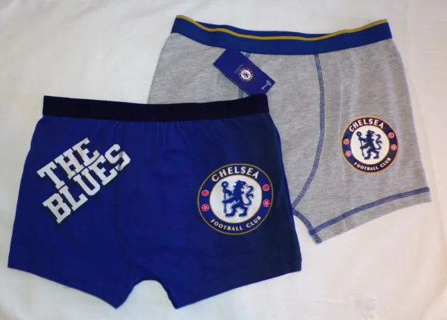2 paia di pantaloncini/biancheria intima ufficiali Chelsea FC ragazzi età 11-12 anni