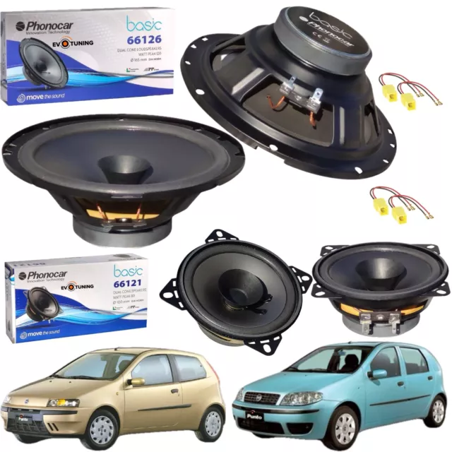 Kit 4 Casse Altoparlanti Phonocar Bicono Anteriori+Posteriori per Fiat Punto 188