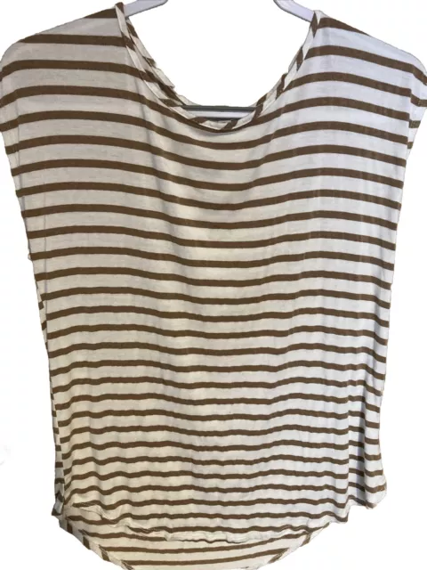 GREEN ENVELOPE BROWN and White Striped T-Shirt Women's Size M $8.50 ...