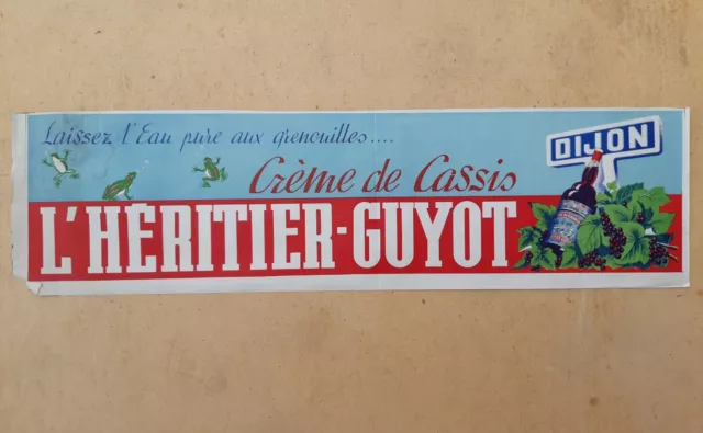 Affiche Crème de Cassis L'HÉRITIER-GUYOT à DIJON apéritif VOUGEOT kir grenouille