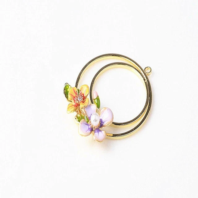 4 Stück Emaille Charms Anhänger Legierung Perle Blume DIY Schmuckzubehör 2