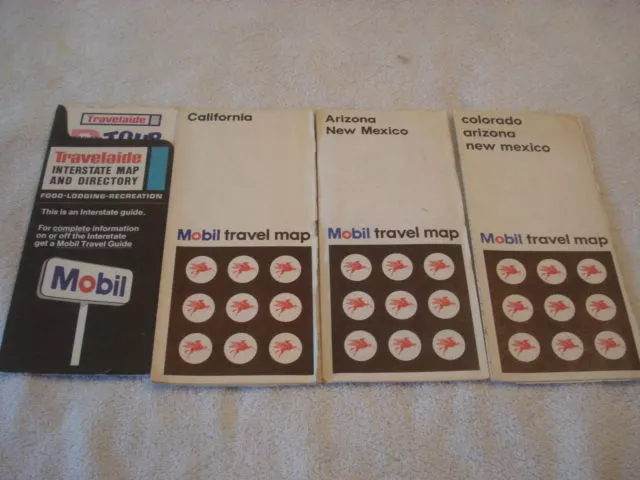 Lot of Mobil Service Station Maps California Arizona New Mexico Colorado 1960s