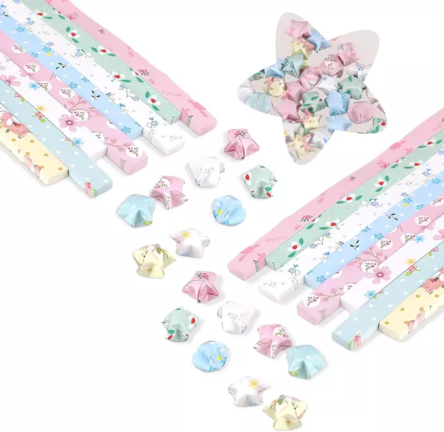 400Pcs Cute Floral Origami Stars Paper Folding Strips Origami Paper Stars Packag