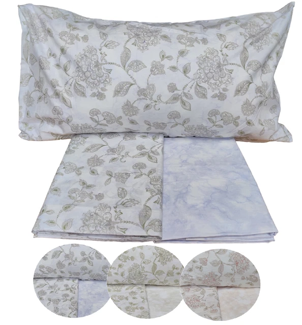 Completo lenzuola singolo matrimoniale 100% cotone set letto a fiori Tullip Mae